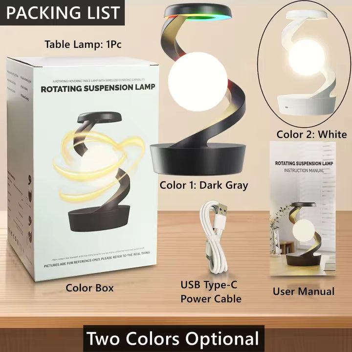 Creative Table Lamp, Rotating Floating lamp, 15W Wireless Charger, Mobile Phone Wireless Charger, RGB Atmosphere Night Light